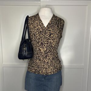 JKLA Women's Tan and Black Blouse